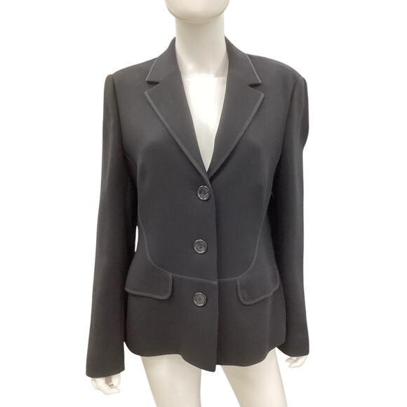 Laurèl Blazer Women’s Size 12 Beautifully Tailored 100% New Wool Classic Black